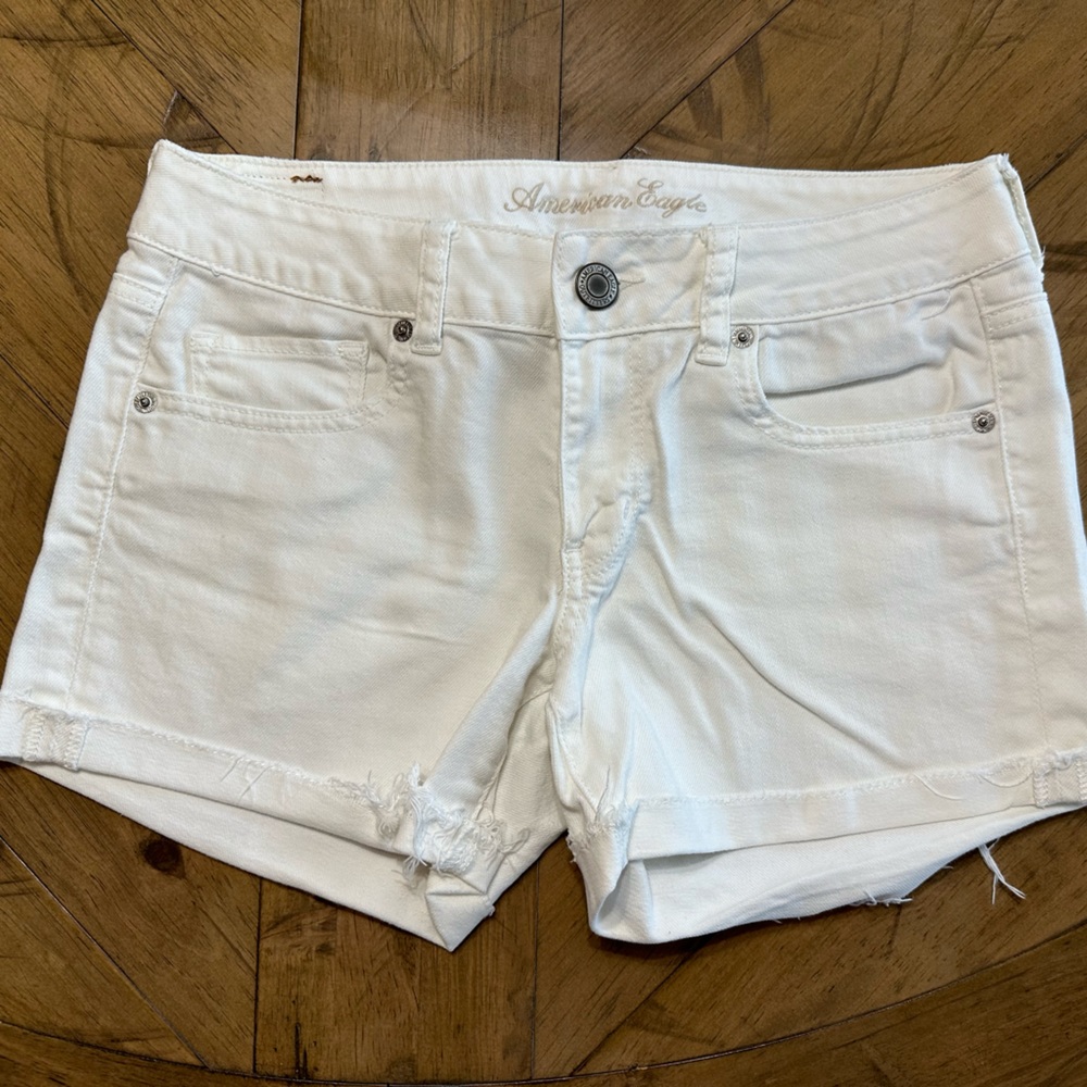 Ladies white jean shorts